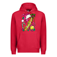 Cardinal Pink Christmas Breast Cancer Ribbon Softball Premium Hoodie - BundleAndBundleShop