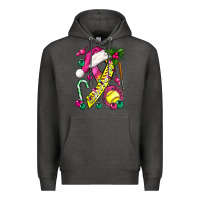Charcoal Heather Pink Christmas Breast Cancer Ribbon Softball Premium Hoodie - BundleAndBundleShop