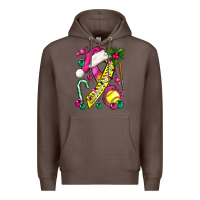Coffee Pink Christmas Breast Cancer Ribbon Softball Premium Hoodie - BundleAndBundleShop