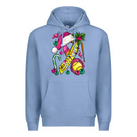 Colony Blue Pink Christmas Breast Cancer Ribbon Softball Premium Hoodie - BundleAndBundleShop
