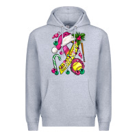 Heather Grey Pink Christmas Breast Cancer Ribbon Softball Premium Hoodie - BundleAndBundleShop