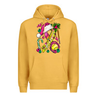Mustard Pink Christmas Breast Cancer Ribbon Softball Premium Hoodie - BundleAndBundleShop
