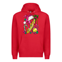 Red Pink Christmas Breast Cancer Ribbon Softball Premium Hoodie - BundleAndBundleShop