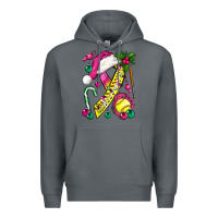 Rock Pink Christmas Breast Cancer Ribbon Softball Premium Hoodie - BundleAndBundleShop