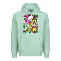 Seafoam Pink Christmas Breast Cancer Ribbon Softball Premium Hoodie - BundleAndBundleShop