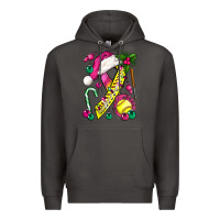 Smoke Pink Christmas Breast Cancer Ribbon Softball Premium Hoodie - BundleAndBundleShop