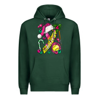 Sports Green Pink Christmas Breast Cancer Ribbon Softball Premium Hoodie - BundleAndBundleShop