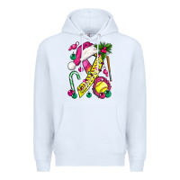 White Pink Christmas Breast Cancer Ribbon Softball Premium Hoodie - BundleAndBundleShop