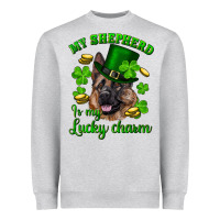 Heather Grey st.patrick's day my shepherd is my lucky charm Heavyweight Sweatshirt - RanaPortraitStore