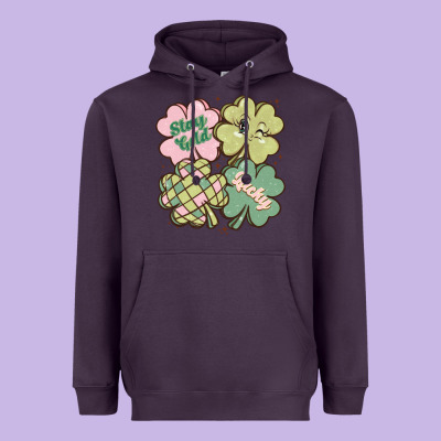 St Patricks Day Clover Heavyweight Hoodie Designed By Maliassmallbusiness