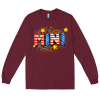 Burgundy usa mini  leopard background Long Sleeve Tee - AdoDesignShop