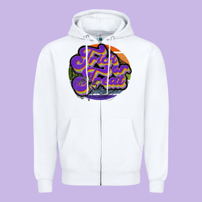 Trick Or Treat Zipper Hoodie Designed By Jahusdesignshop