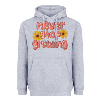 Heather Grey never stop growing Heavyweight Hoodie - MaliasSmallBusiness