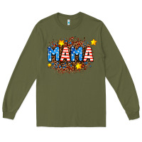 Army Green usa Mama  leopard background Long Sleeve Tee - AdoDesignShop