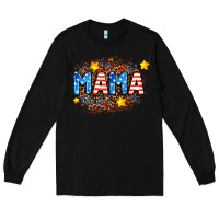 Black usa Mama  leopard background Long Sleeve Tee - AdoDesignShop