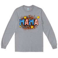 Heather Grey usa Mama  leopard background Long Sleeve Tee - AdoDesignShop