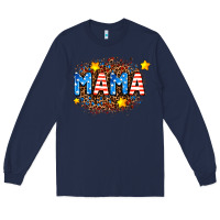 Navy usa Mama  leopard background Long Sleeve Tee - AdoDesignShop