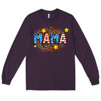 Plum usa Mama  leopard background Long Sleeve Tee - AdoDesignShop