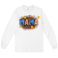 White usa Mama  leopard background Long Sleeve Tee - AdoDesignShop