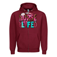 Burgundy nurse life Zipper Hoodie - AdoDesignShop