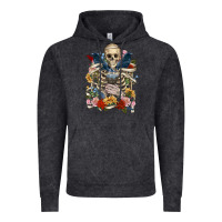 Vintage Black Flower Boho Skull Skeleton Vintage Hoodie - RanaPortraitStore