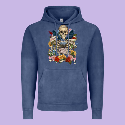 Vintage Hoodie Flower Boho Skull Skeleton