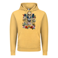 Vintage Mustard Flower Boho Skull Skeleton Vintage Hoodie - RanaPortraitStore