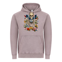 Vintage Zinc Flower Boho Skull Skeleton Vintage Hoodie - RanaPortraitStore