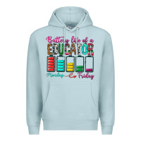 Blue Mist Battery Life Of A Educator Premium Hoodie - BundleAndBundleShop