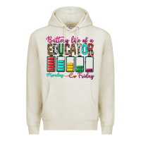 Oatmeal Heather Battery Life Of A Educator Premium Hoodie - BundleAndBundleShop
