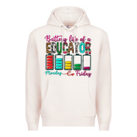 Pale Pink Battery Life Of A Educator Premium Hoodie - BundleAndBundleShop