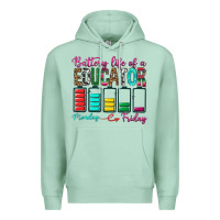 Seafoam Battery Life Of A Educator Premium Hoodie - BundleAndBundleShop