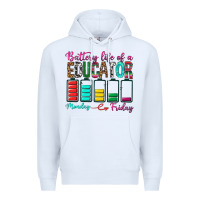 White Battery Life Of A Educator Premium Hoodie - BundleAndBundleShop