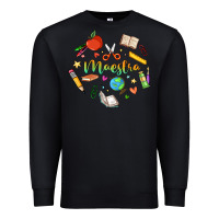 Black maestra teacher heart doodle Premium Sweatshirt - MaliasSmallBusiness