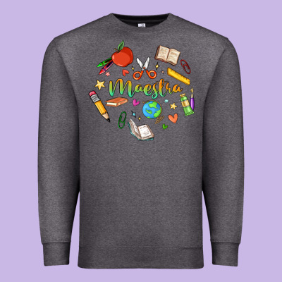 Maestra Teacher Heart Doodle Premium Sweatshirt Designed By Maliassmallbusiness
