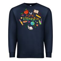 Navy maestra teacher heart doodle Premium Sweatshirt - MaliasSmallBusiness