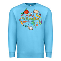 Ocean Blue maestra teacher heart doodle Premium Sweatshirt - MaliasSmallBusiness