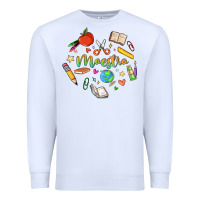 White maestra teacher heart doodle Premium Sweatshirt - MaliasSmallBusiness