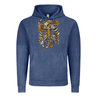 Vintage Denim Flower rib cage bees Vintage Hoodie - RanaPortraitStore