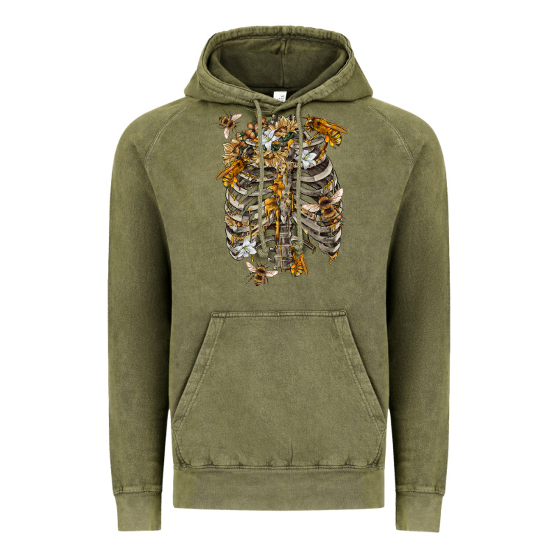 Flower Rib Cage Bees Vintage Hoodie by RanaPortraitStore | Teevron