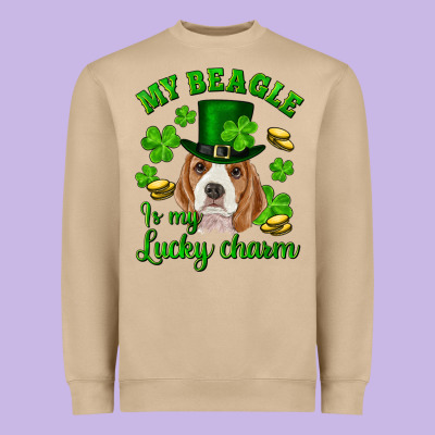 St.patrick's Day My Beagle Is My Lucky Charm Heavyweight Sweatshirt Designed By Ranaportraitstore