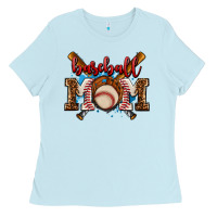 Baby Blue baseball mom Ladies Tee - AdoDesignShop