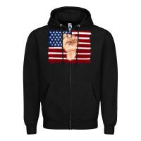 Black american flag with hand Zipper Hoodie - Artiststas