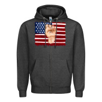 Charcoal Heather american flag with hand Zipper Hoodie - Artiststas