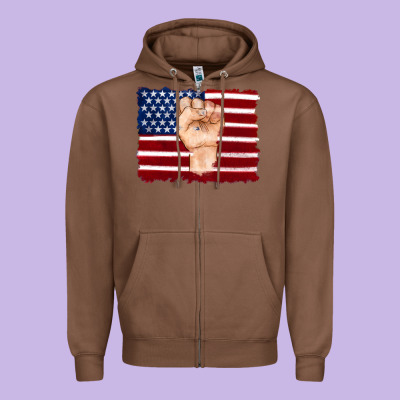 American Flag With Hand Zipper Hoodie Designed By Artiststas
