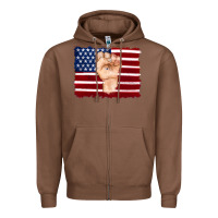 Chestnut american flag with hand Zipper Hoodie - Artiststas