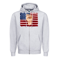 Heather Grey american flag with hand Zipper Hoodie - Artiststas