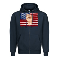 Navy american flag with hand Zipper Hoodie - Artiststas