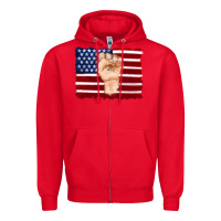 Red american flag with hand Zipper Hoodie - Artiststas