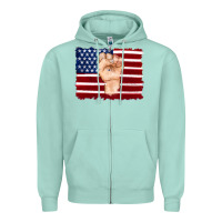 Seafoam american flag with hand Zipper Hoodie - Artiststas